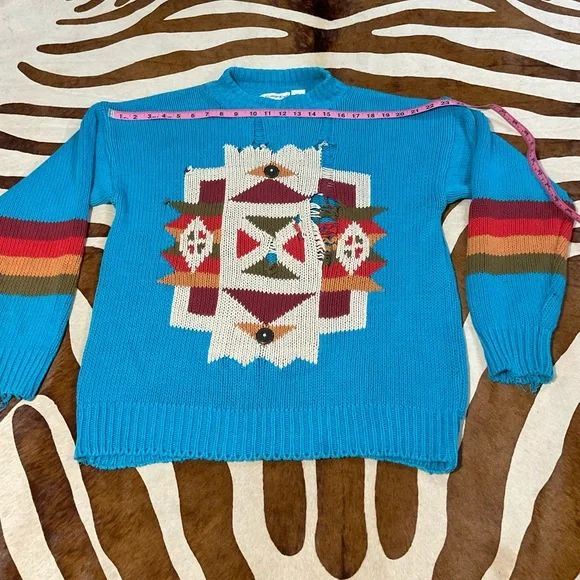 SOLD Grungy vintage southwestern knit pullover sweater OSFM - Picture 8 of 12